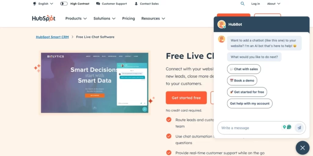HubSpot Live Chat